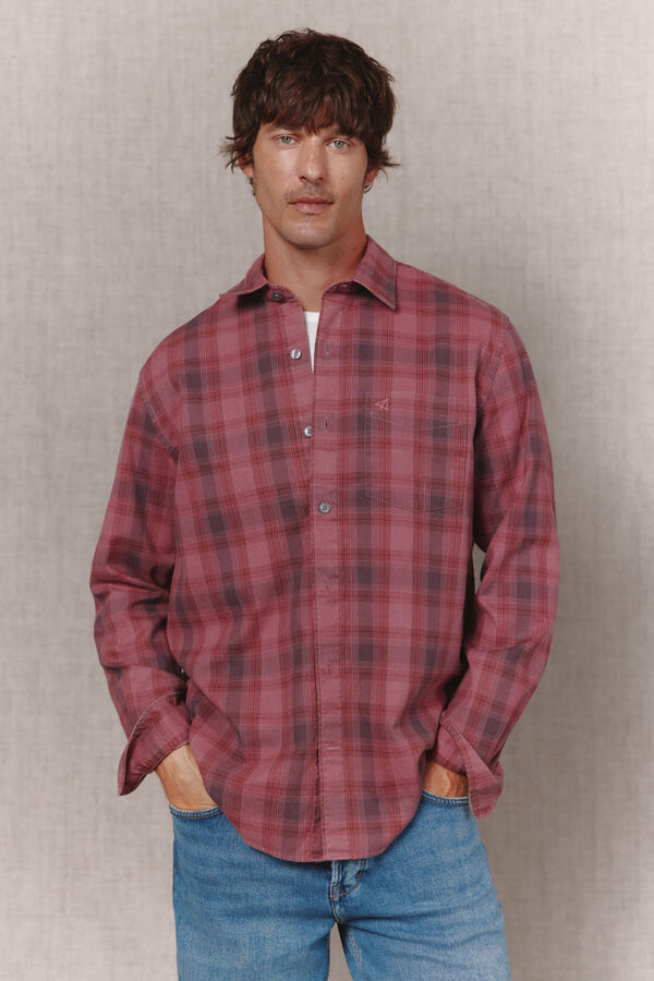 OOTO Camisa cuadros manga larga Granate