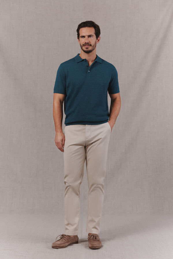 OOTO Jersey polo manga corta torzal Azul