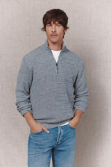 OOTO Jersey torzal cuello camionero Azul oscuro
