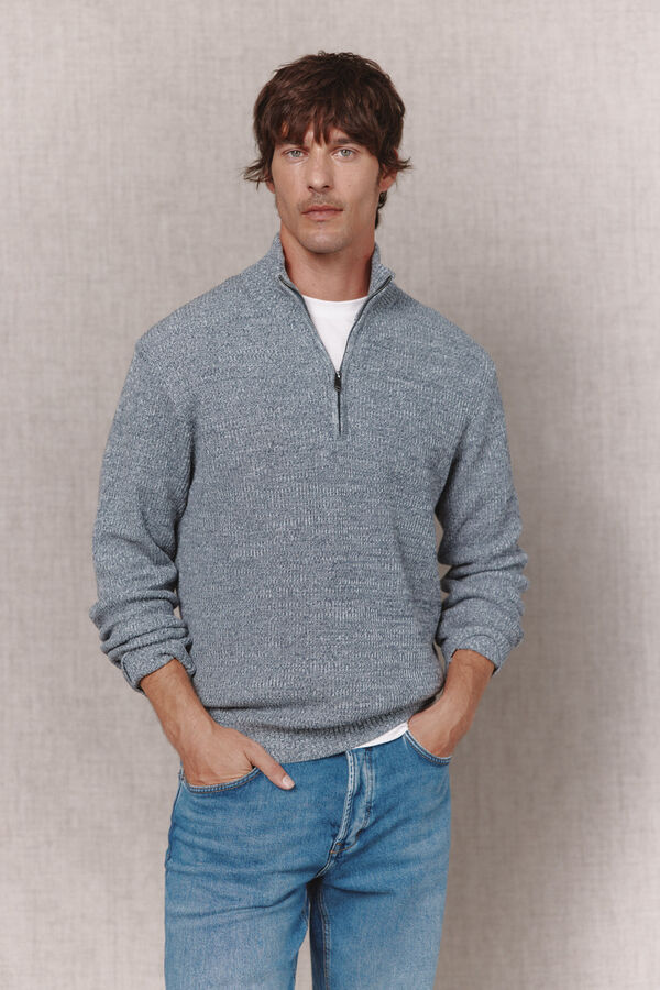 OOTO Jersey torzal cuello camionero Azul oscuro