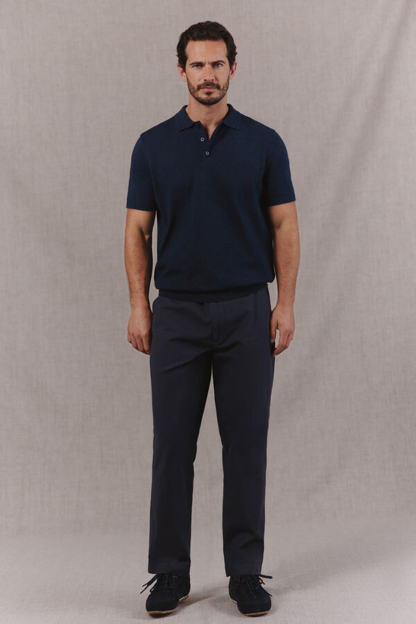 OOTO Jersey polo manga corta torzal Azul oscuro