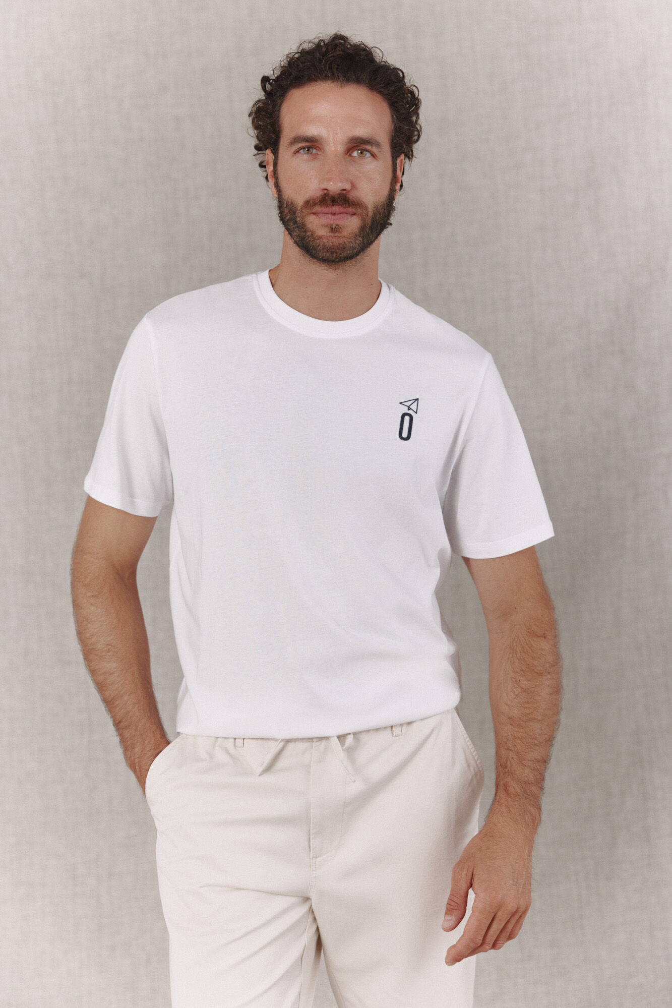 OOTO Camiseta b&aacute;sica lavada con estampado Blanco