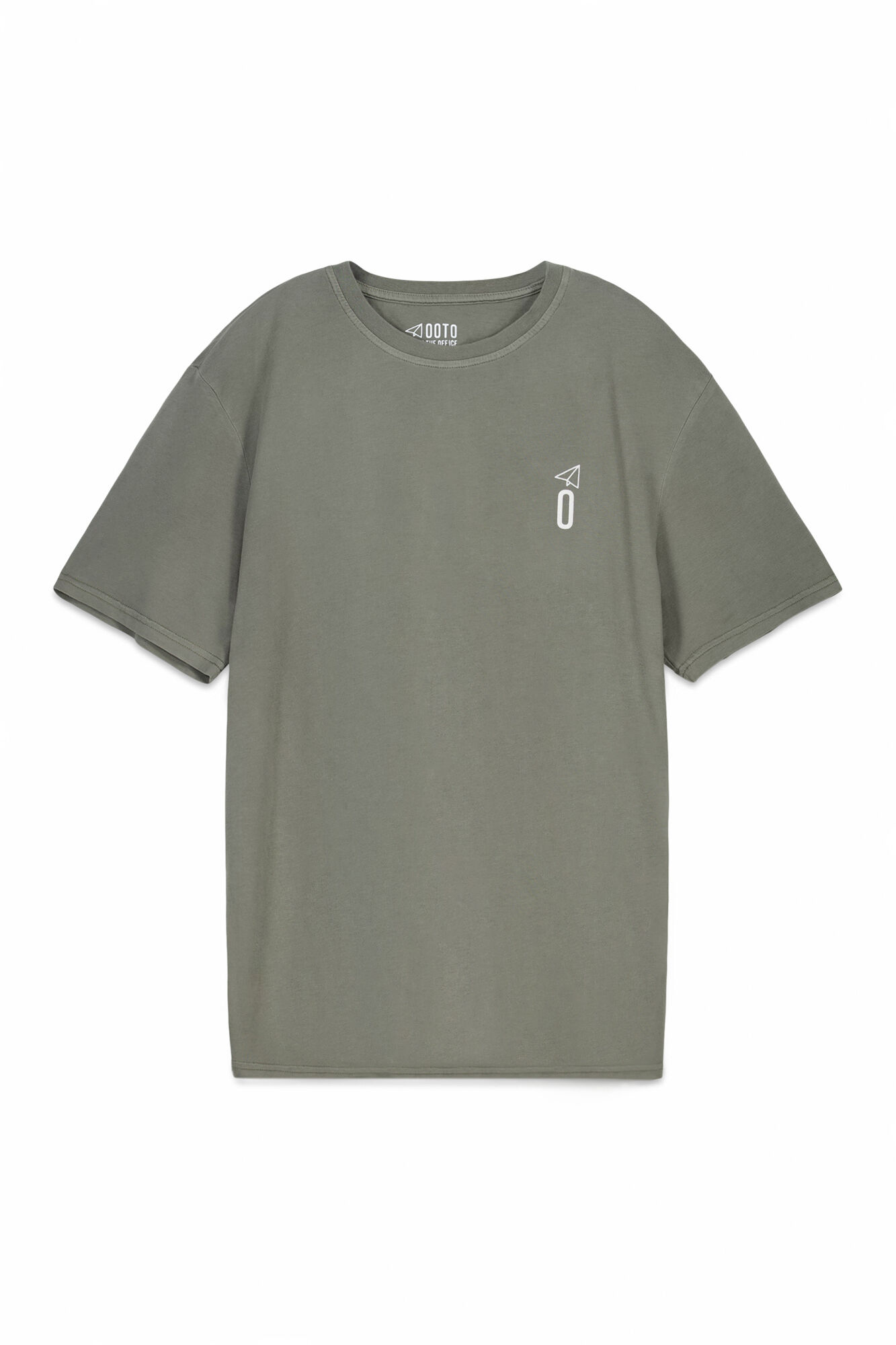 OOTO Camiseta b&aacute;sica lavada con estampado Kaki