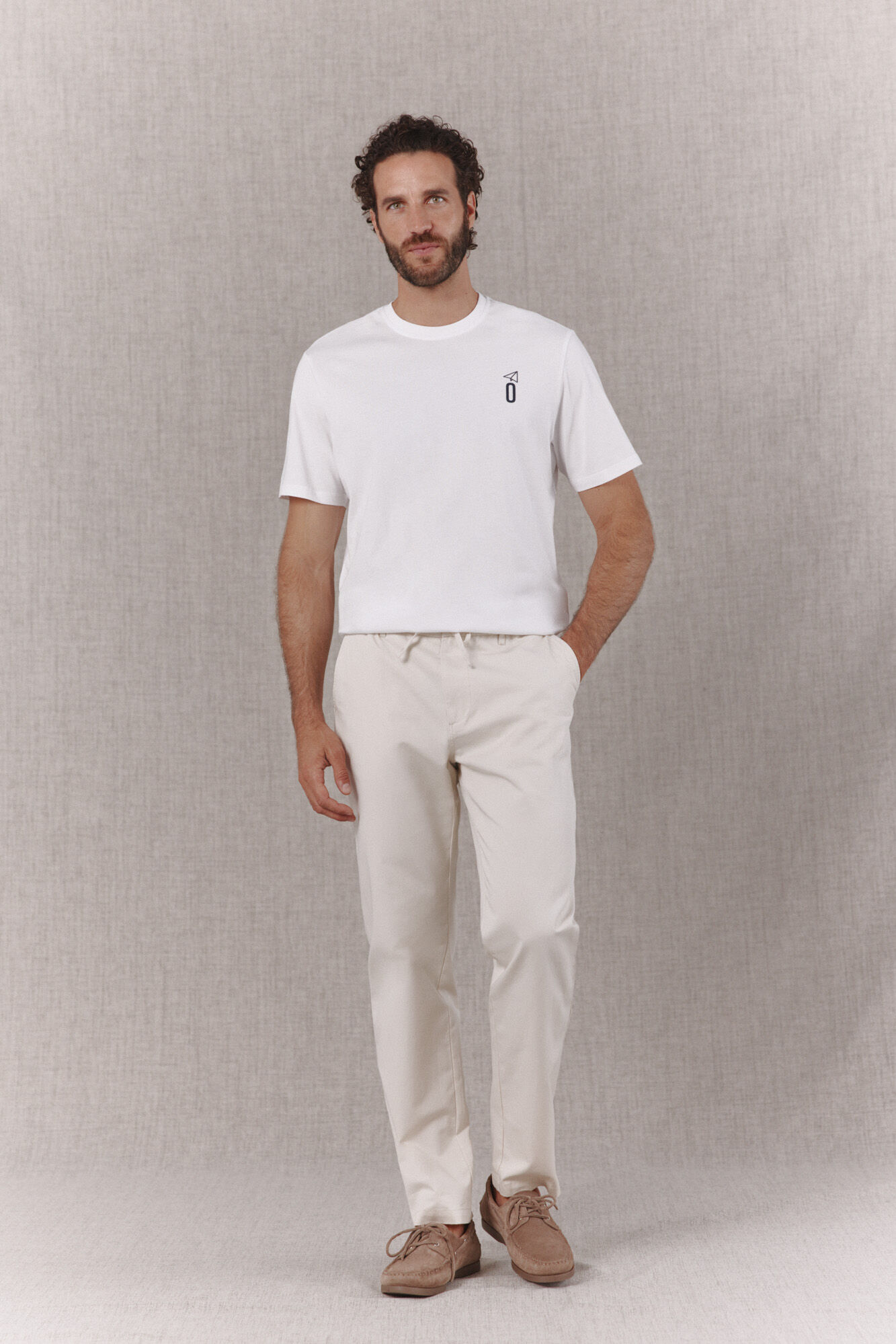 OOTO Camiseta b&aacute;sica lavada con estampado Blanco
