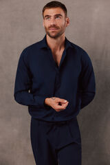 OOTO Camisa twill liso F&aacute;cil Plancha Azul