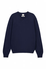 OOTO Jersey algod&oacute;n b&aacute;sico cuello pico Azul marino