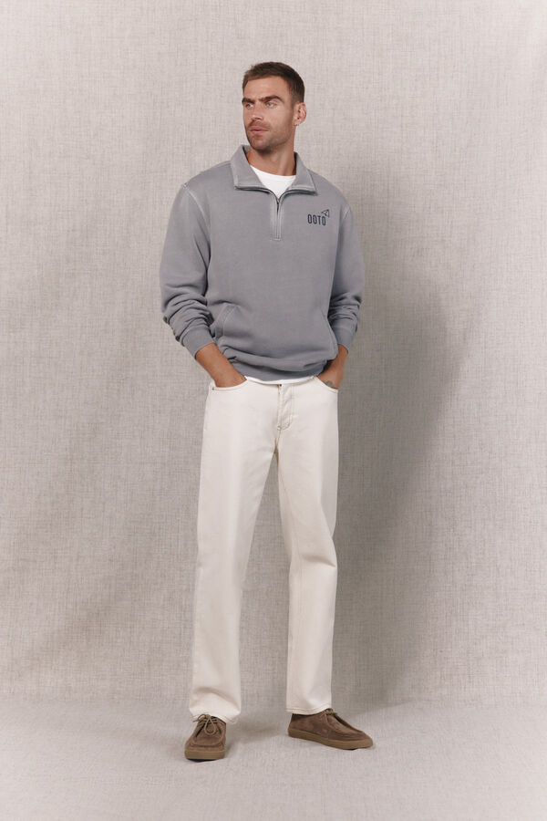 OOTO Sudadera cuello cremallera Gris