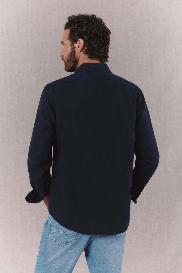 OOTO Camisa lisa fluida manga larga Azul marino