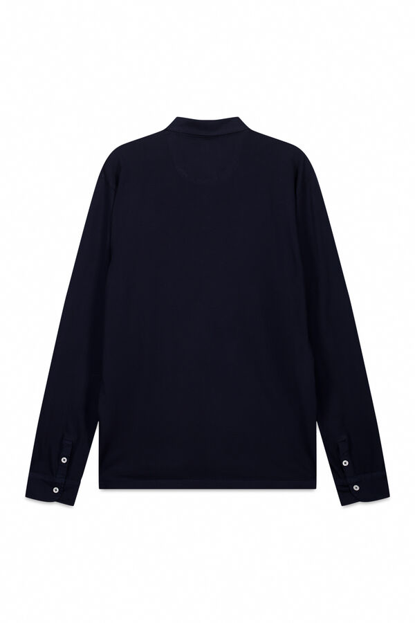 OOTO Polo manga larga single jersey Azul marino
