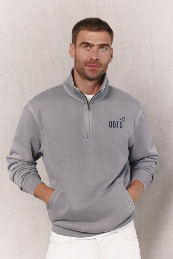 OOTO Sudadera cuello cremallera Gris