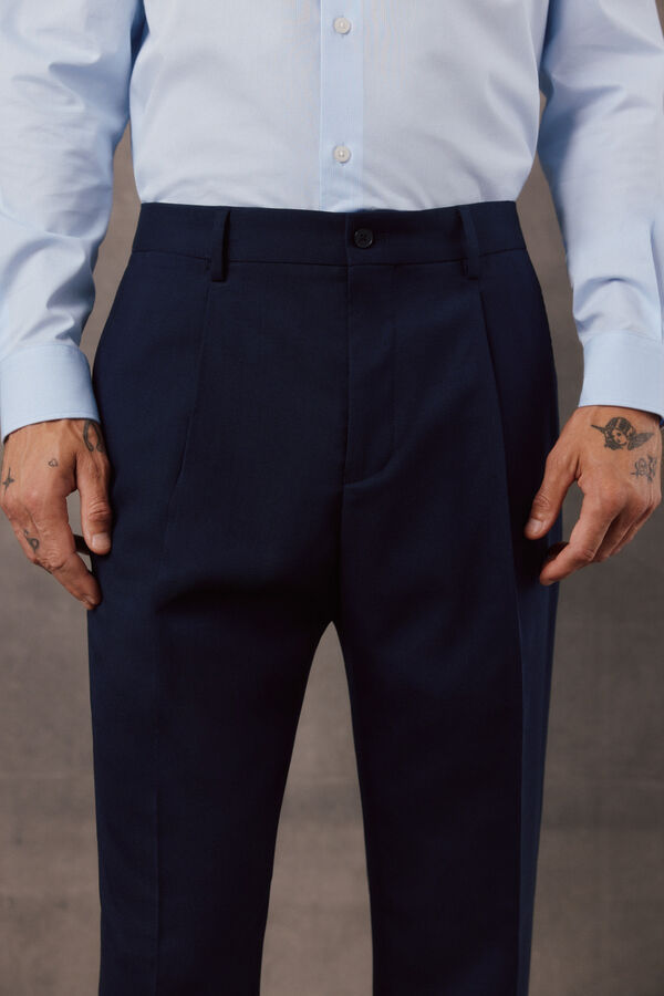 OOTO Pantal&oacute;n traje panama navy Azul marino