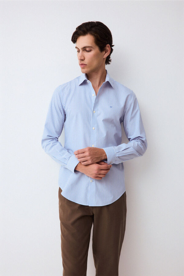 Pedro del Hierro Camisa vestir rayas non iron + antimanchas slim fit Azul