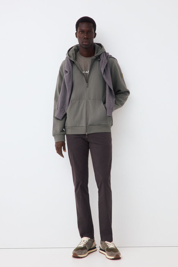 Pedro del Hierro Cardigan t&eacute;cnico con capucha Verde