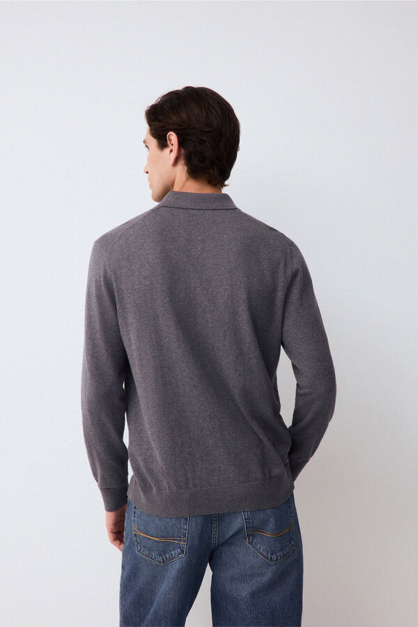 Pedro del Hierro Jersey punto premium algod&oacute;n seda cashmere Gris
