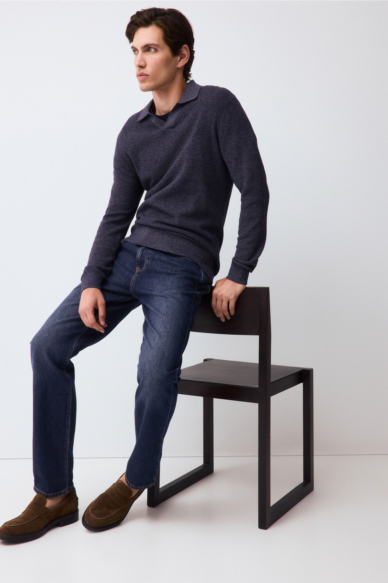 Pedro del Hierro Jersey punto cuello polo algod&oacute;n estructura