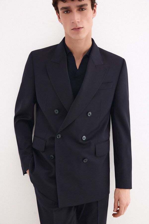 Pedro del Hierro Americana cruzada canvas slim bi-stretch Azul