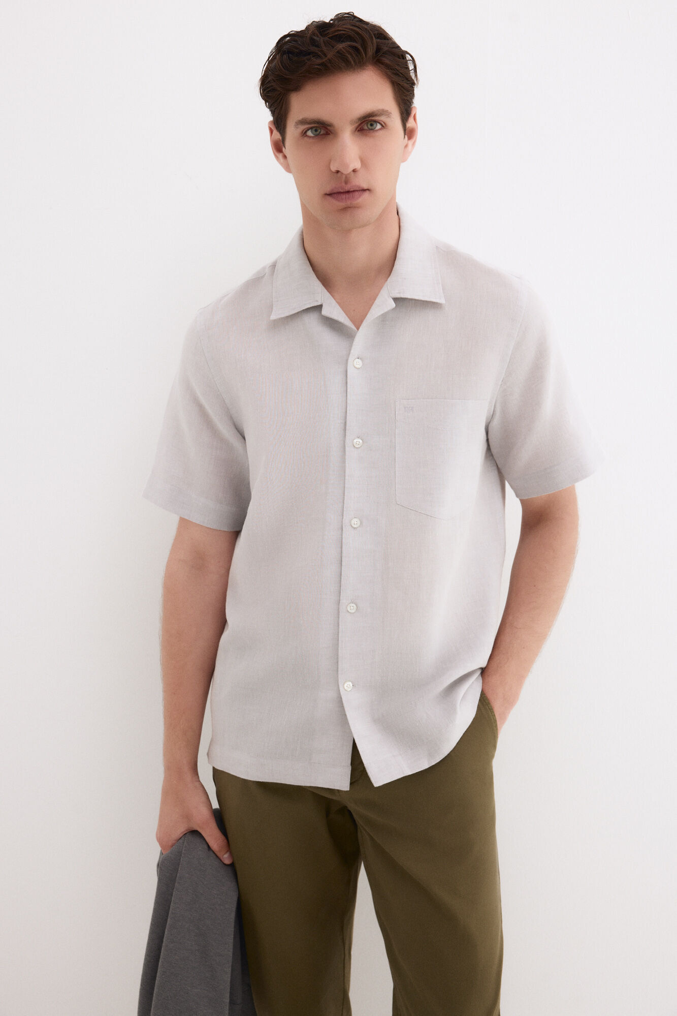 Pedro del Hierro Camisa de lino algod&oacute;n manga corta