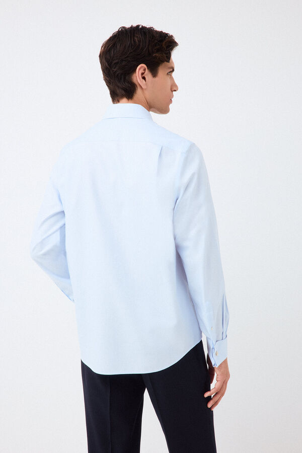 Pedro del Hierro Camisa vestir lisa non iron + antimanchas pu&ntilde;o gemelo Azul