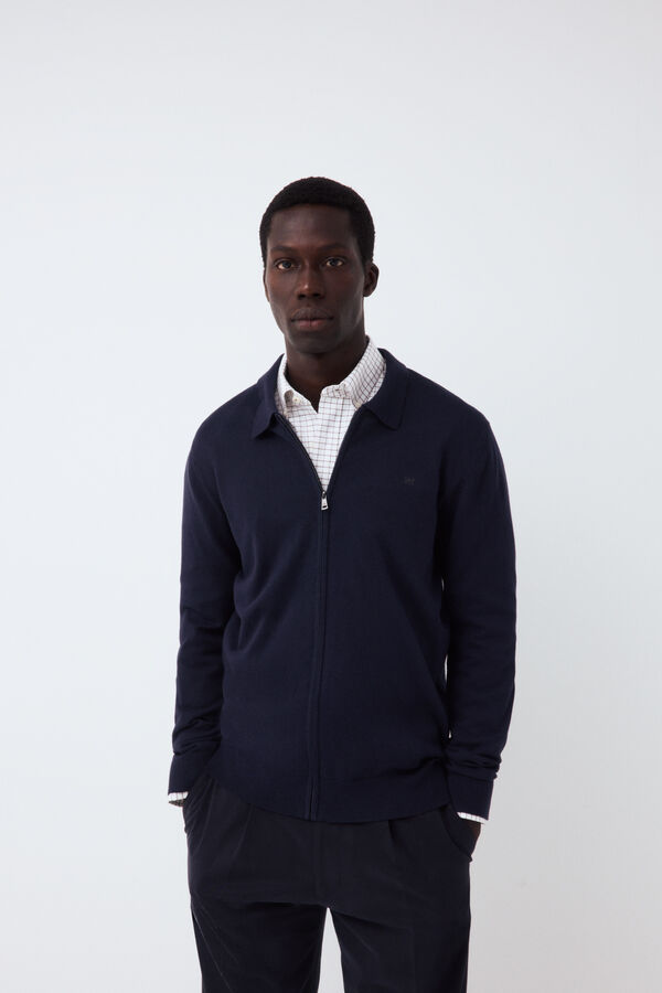 Pedro del Hierro C&aacute;rdigan algod&oacute;n seda cashmere Azul
