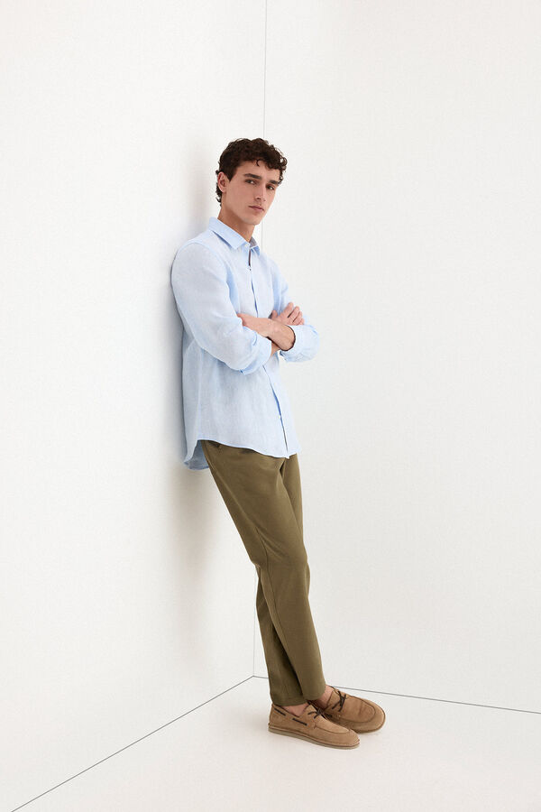 Pedro del Hierro Camisa lino lisa Azul