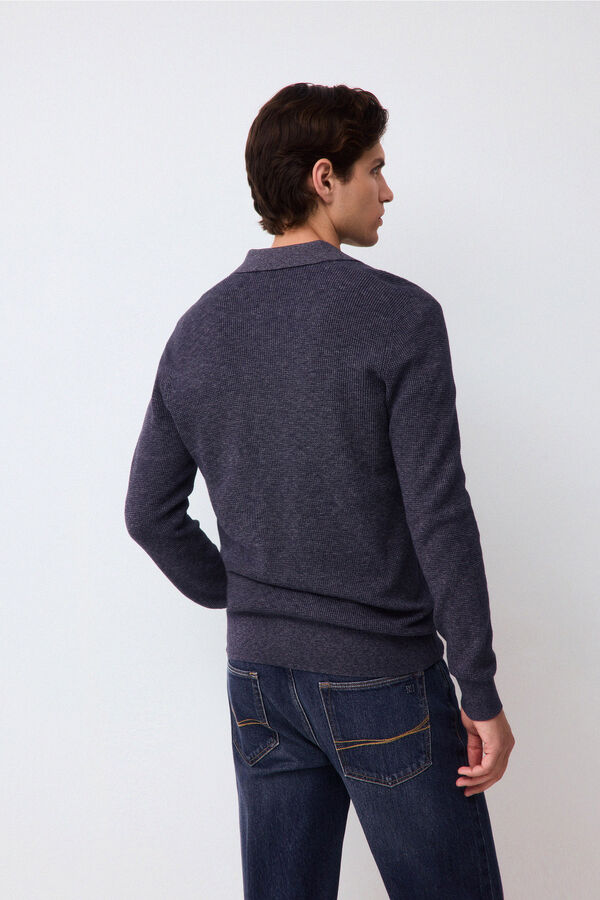 Pedro del Hierro Jersey punto cuello polo algod&oacute;n estructura Azul