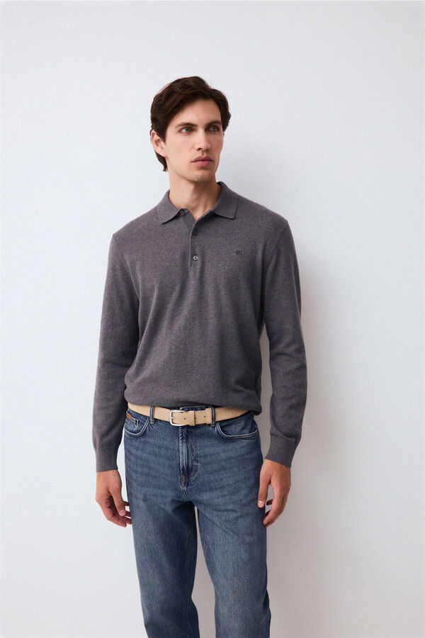 Pedro del Hierro Jersey punto premium algod&oacute;n seda cashmere Gris