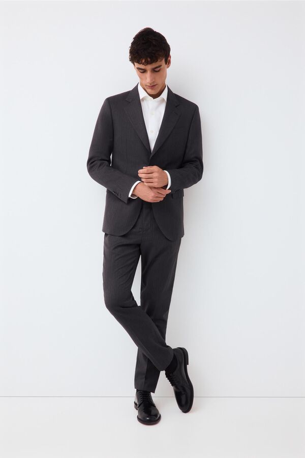 Pedro del Hierro Americana traje coordinado slim l&iacute;nea alta espiga Gris