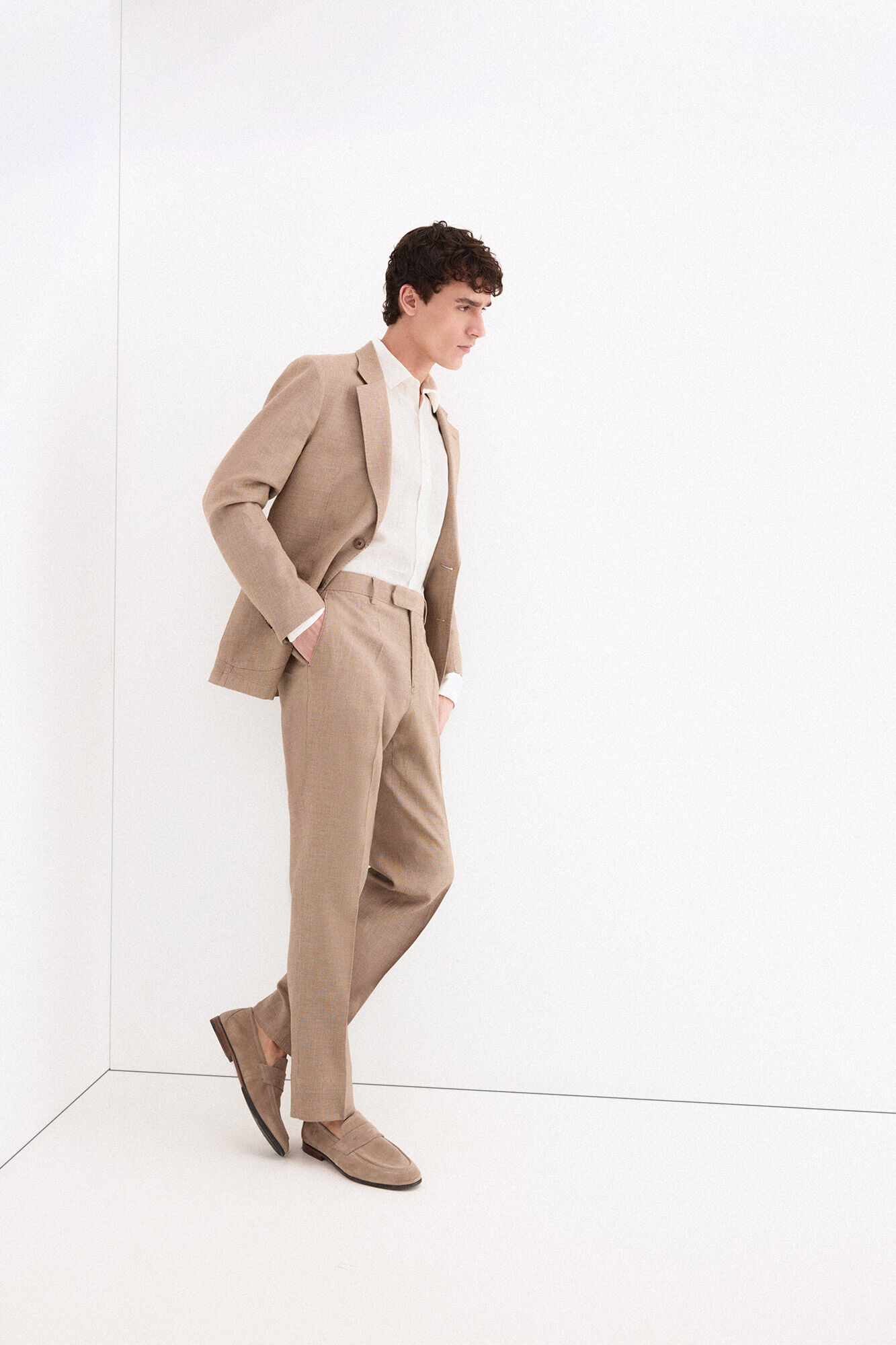 Pedro del Hierro Pantal&oacute;n coordinado mezcla lino