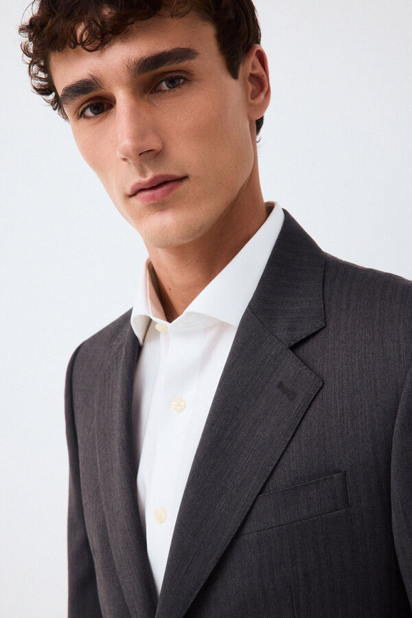Pedro del Hierro Americana traje coordinado slim l&iacute;nea alta espiga Gris