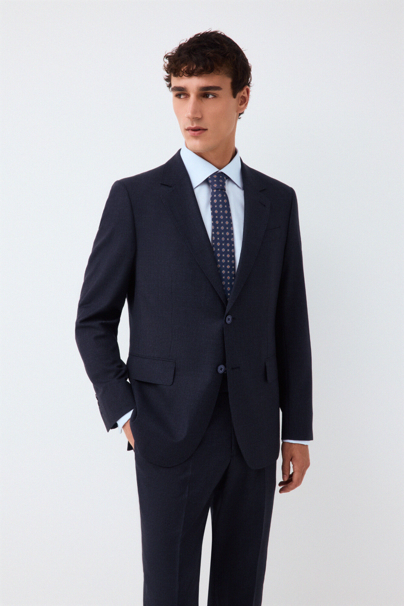 Pedro del Hierro Americana traje coordinado slim cuadro azul