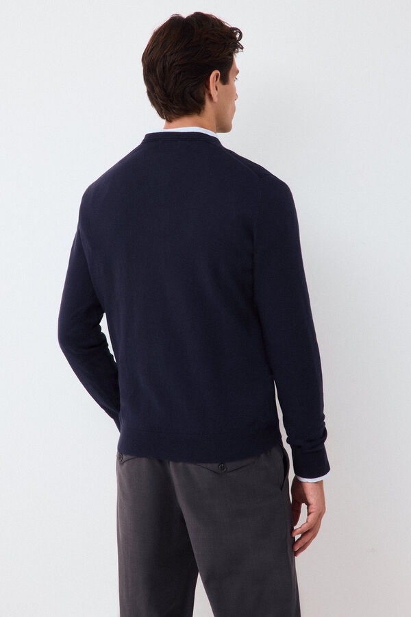 Pedro del Hierro Jersey punto premium algod&oacute;n seda cashmere Azul