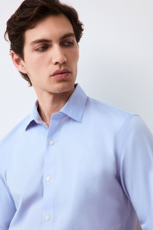 Pedro del Hierro Camisa vestir lisa non iron + antimanchas slim fit Azul