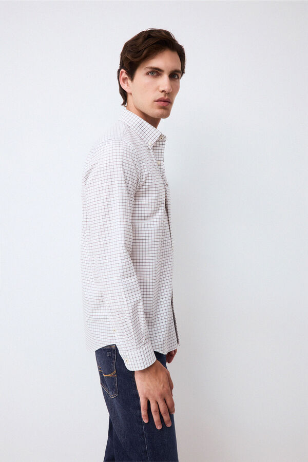 Pedro del Hierro Camisa cuadros Marr&oacute;n