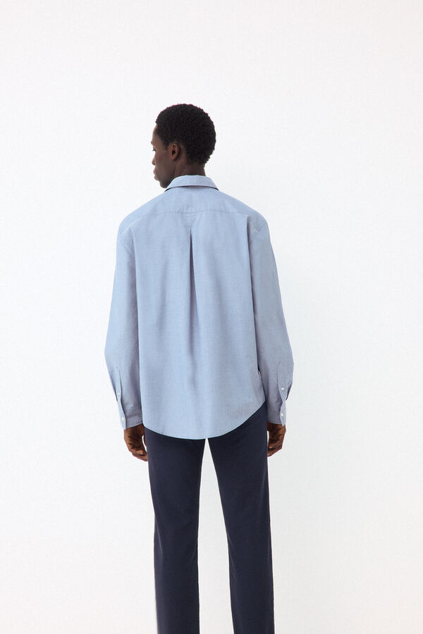 Pedro del Hierro Camisa lisa popel&iacute;n relax fit Azul