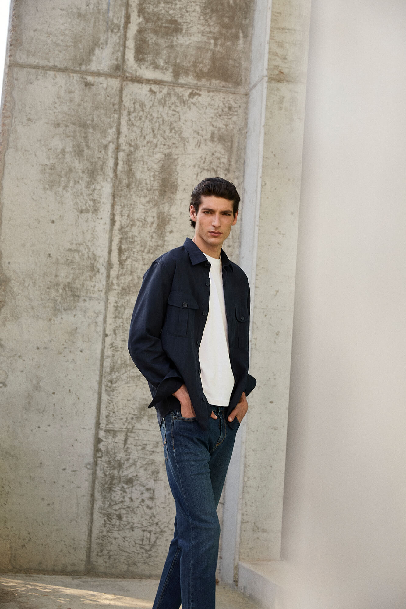 Pedro del Hierro Sobrecamisa lisa tencel lino