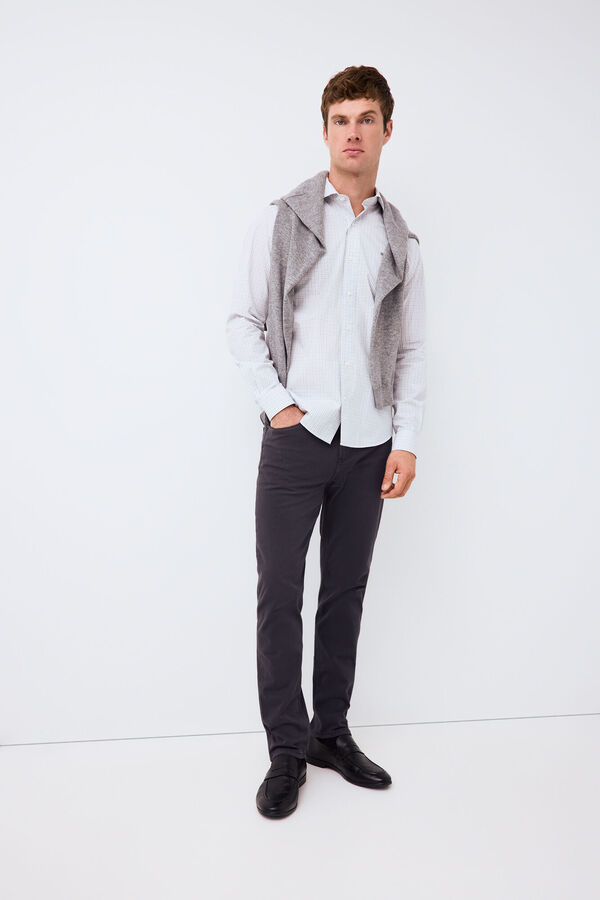 Pedro del Hierro Camisa vestir cuadros non iron + antimanchas slim fit Gris
