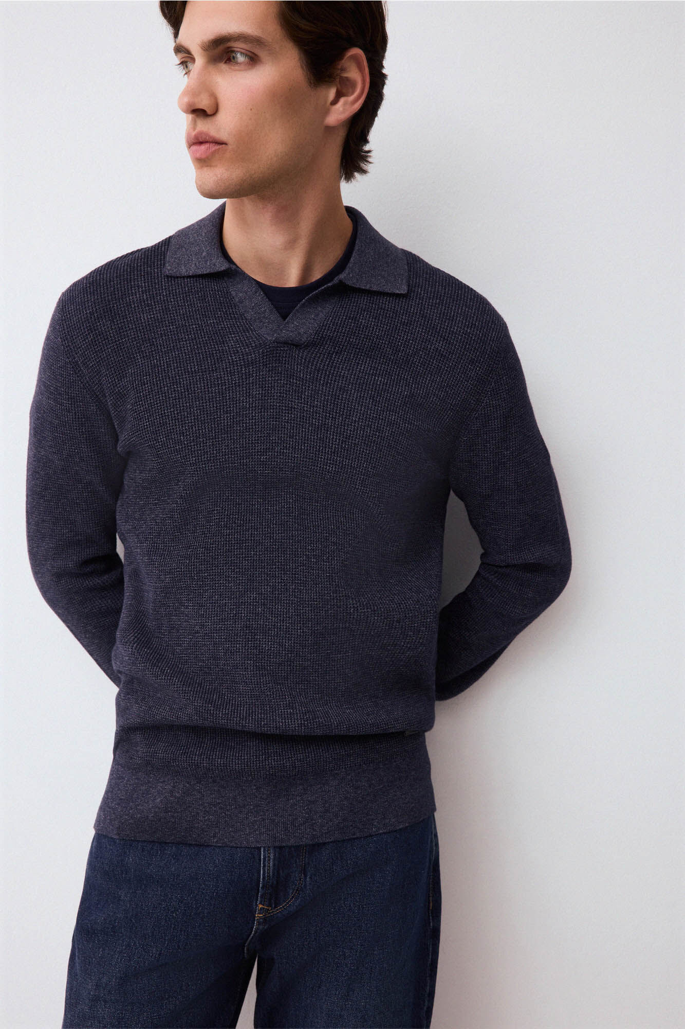 Pedro del Hierro Jersey punto cuello polo algod&oacute;n estructura