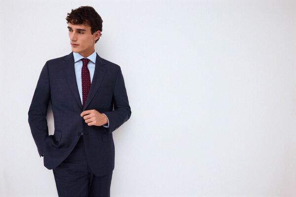 Pedro del Hierro Americana traje coordinado tailored estructura azul Azul