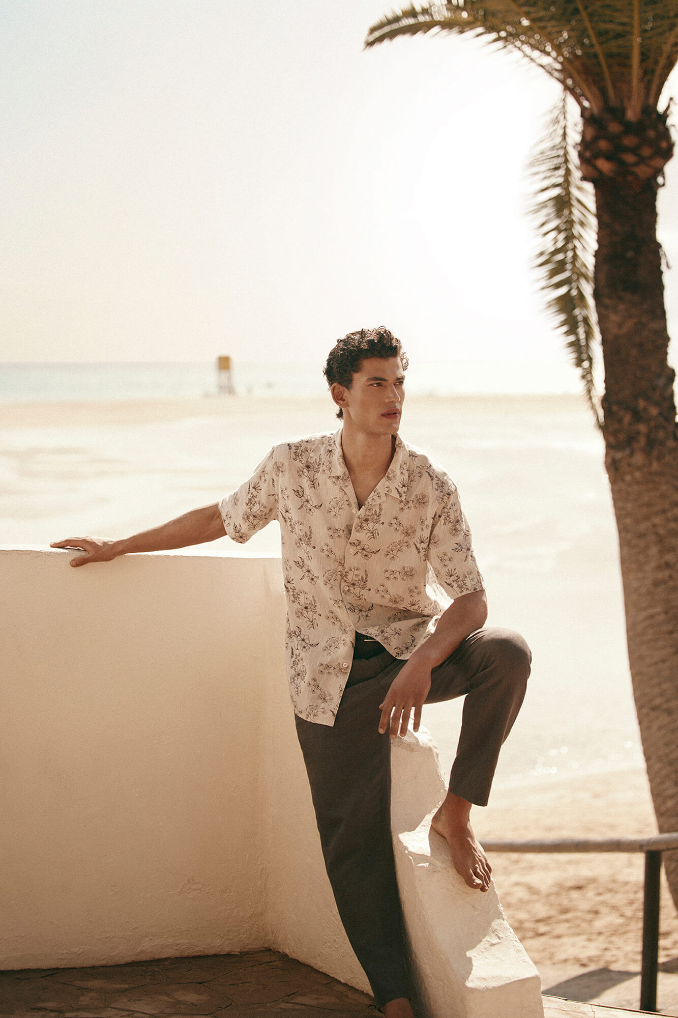 Pedro del Hierro Camisa estampada manga corta lino algod&oacute;n