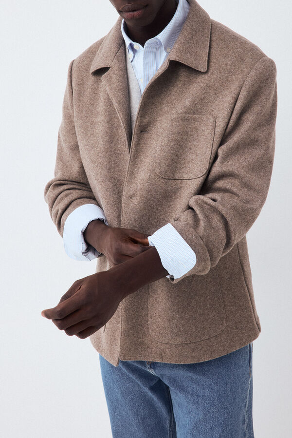 Pedro del Hierro Sobrecamisa punto melange Beige