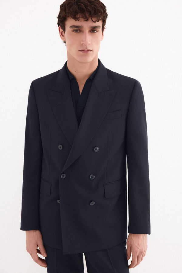Pedro del Hierro Americana cruzada canvas slim bi-stretch Azul