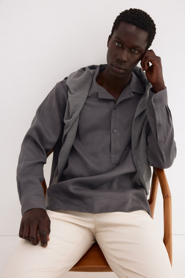 Pedro del Hierro Polera lino lisa Gris