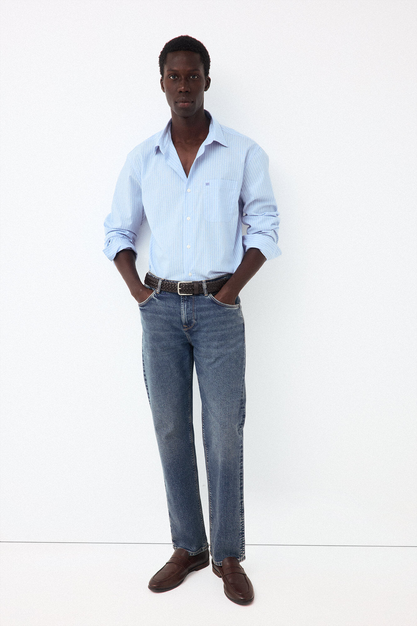 Pedro del Hierro Camisa rayas popel&iacute;n relax fit