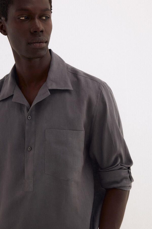 Pedro del Hierro Polera lino lisa Gris
