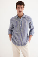 Pedro del Hierro Polera lino rayas Azul