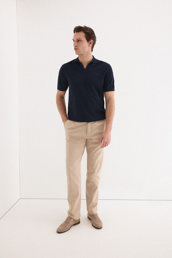 Pedro del Hierro Jersey polo premium manga corta algod&oacute;n Azul