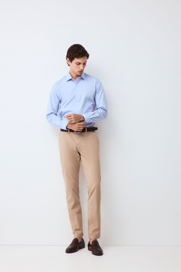 Pedro del Hierro Camisa vestir lisa non iron + antimanchas slim fit Azul