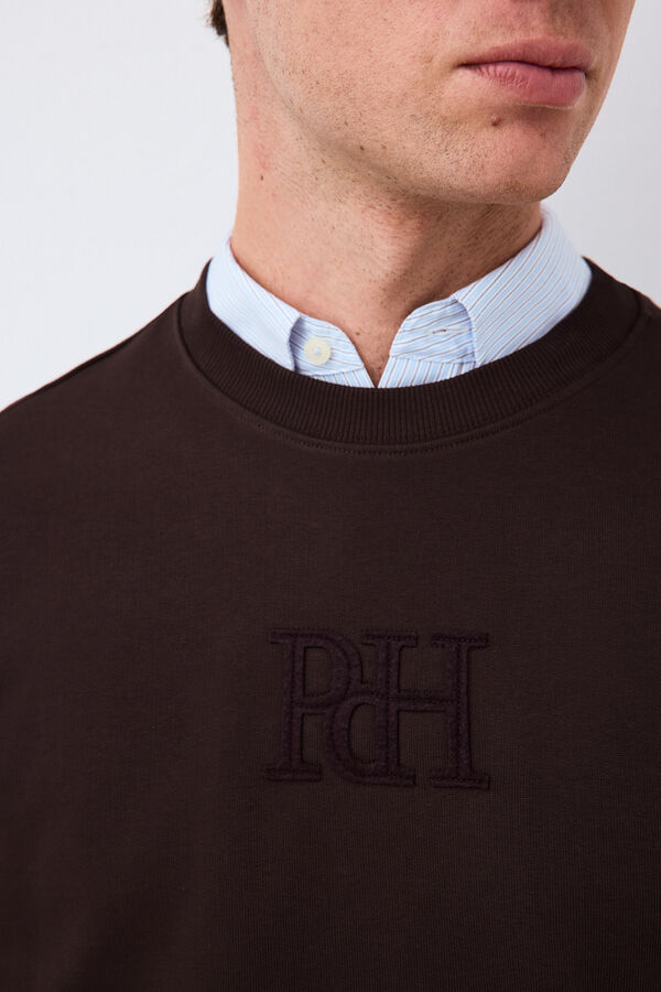 Pedro del Hierro Sudadera logo cuello caja Marr&oacute;n
