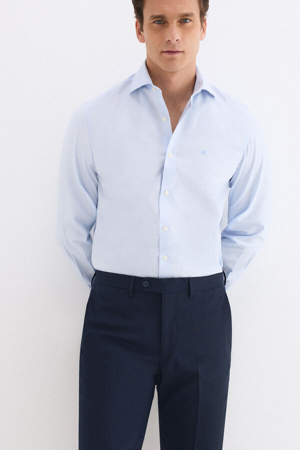 Pedro del Hierro Camisa vestir lisa non iron + antimanchas Azul
