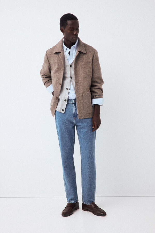 Pedro del Hierro Sobrecamisa punto melange Beige